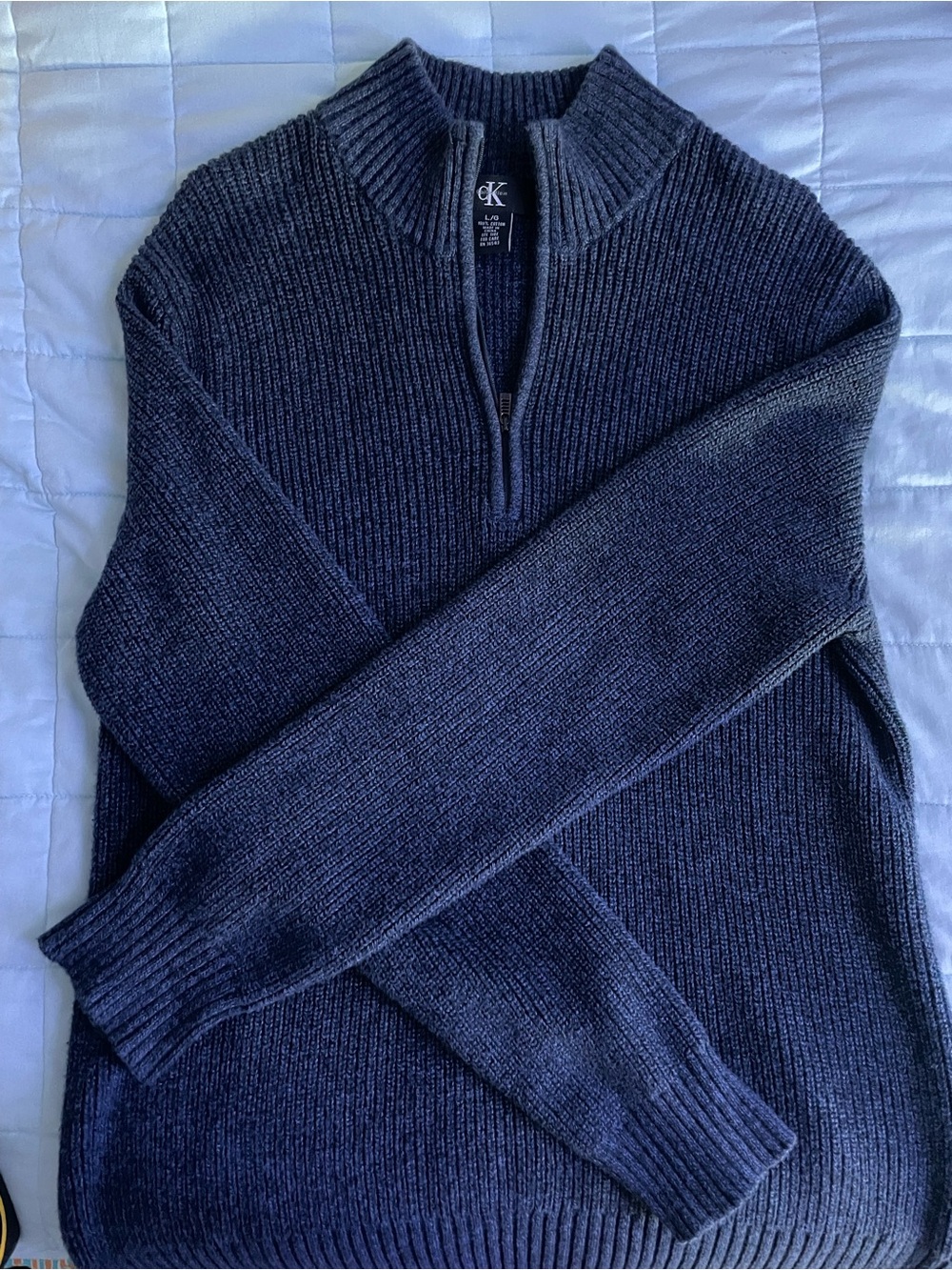 Navy Calvin Klein Knitted V-neck Quarter Zip